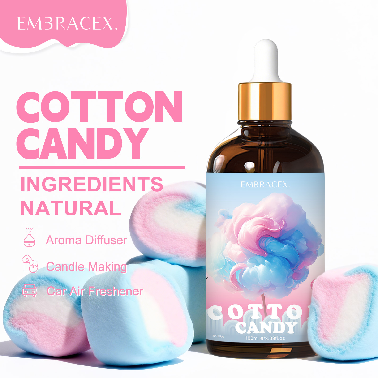 Aromatherapy Diffuser - 100ml Cotton Candy Essential Oil Diffusers