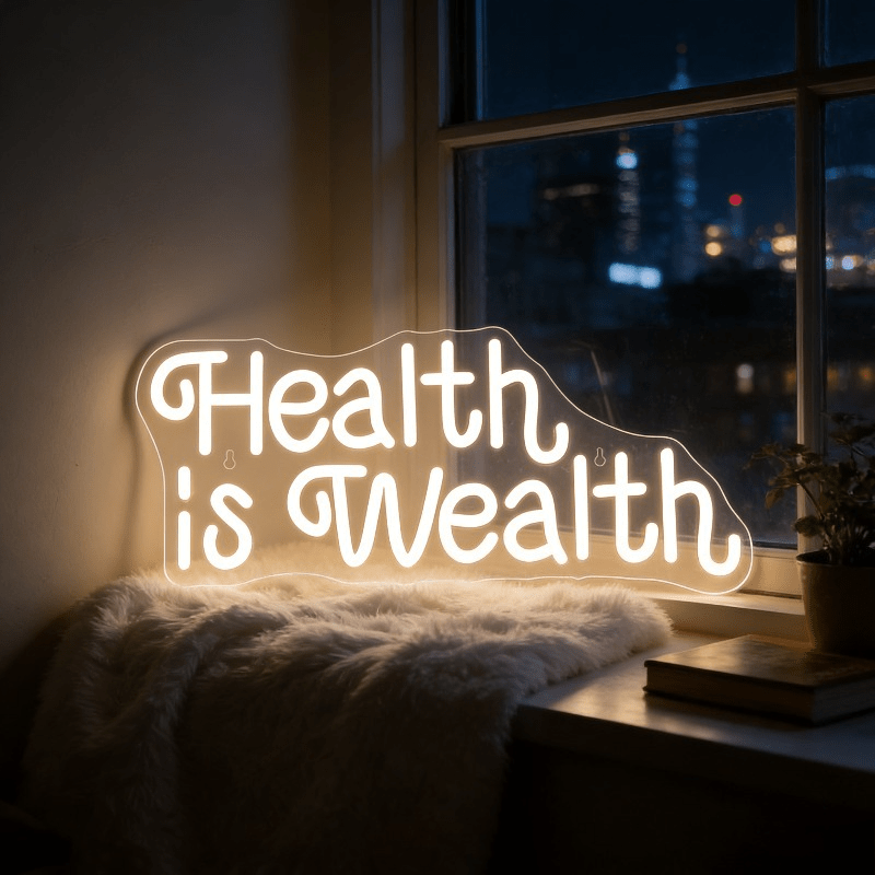 Health is Wealth Neon Sign LED - Health Wellness Yoga 评论和价格