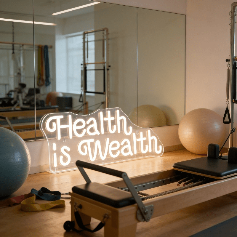 Health is Wealth Neon Sign LED - Health Wellness Yoga 评论和价格