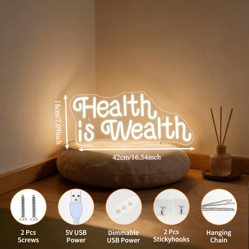 Health is Wealth Neon Sign LED - Health Wellness Yoga 评论和价格
